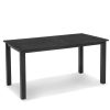 Modern Indoor Outdoor Patio Dining Table in Black Wood-Grain Plastic Material