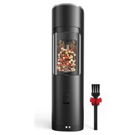 Electric Salt And Pepper Grinder Automatic Gravity Sensor Battery Powered Salt Mill LED Indicator Adjustable Coarseness One Hand Easy Operation (Option: Black) Electric Salt And Pepper Grinder Automatic Gravity Sensor Battery Powered Salt Mill LED Indicator Adjustable Coarseness One Hand Easy Operation (Option: Black)