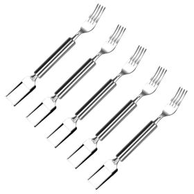 5Pcs 2 In 1 Watermelon Cutter Slicer Fork Stainless Steel Dual Head Watermelon Fruit Cutting Fork Knife For Summer Family Gathering Friend Party (Option: Slicer) 5Pcs 2 In 1 Watermelon Cutter Slicer Fork Stainless Steel Dual Head Watermelon Fruit Cutting Fork Knife For Summer Family Gathering Friend Party (Option: Slicer)